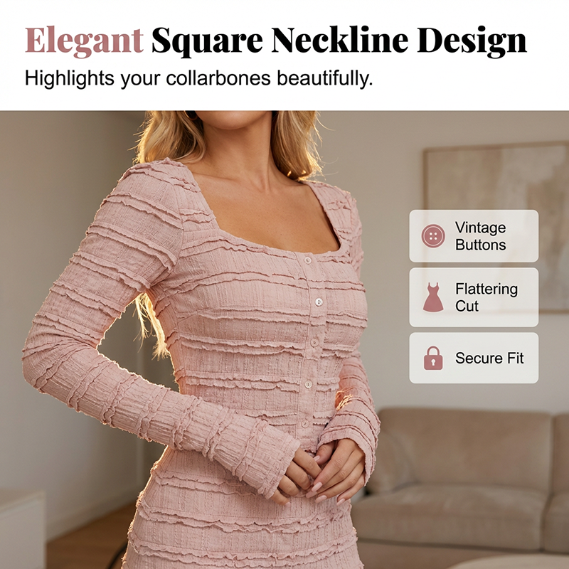 💐50% OFF ! Square Neck Maxi Dress – Over 50,000 Sold 💕🔥【Limited Offer】