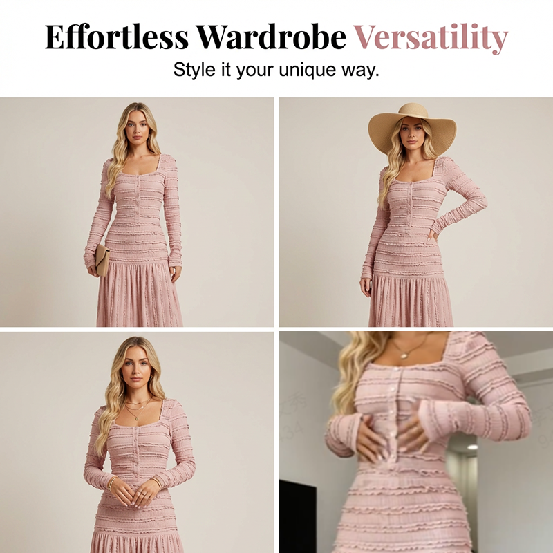 💐50% OFF ! Square Neck Maxi Dress – Over 50,000 Sold 💕🔥【Limited Offer】
