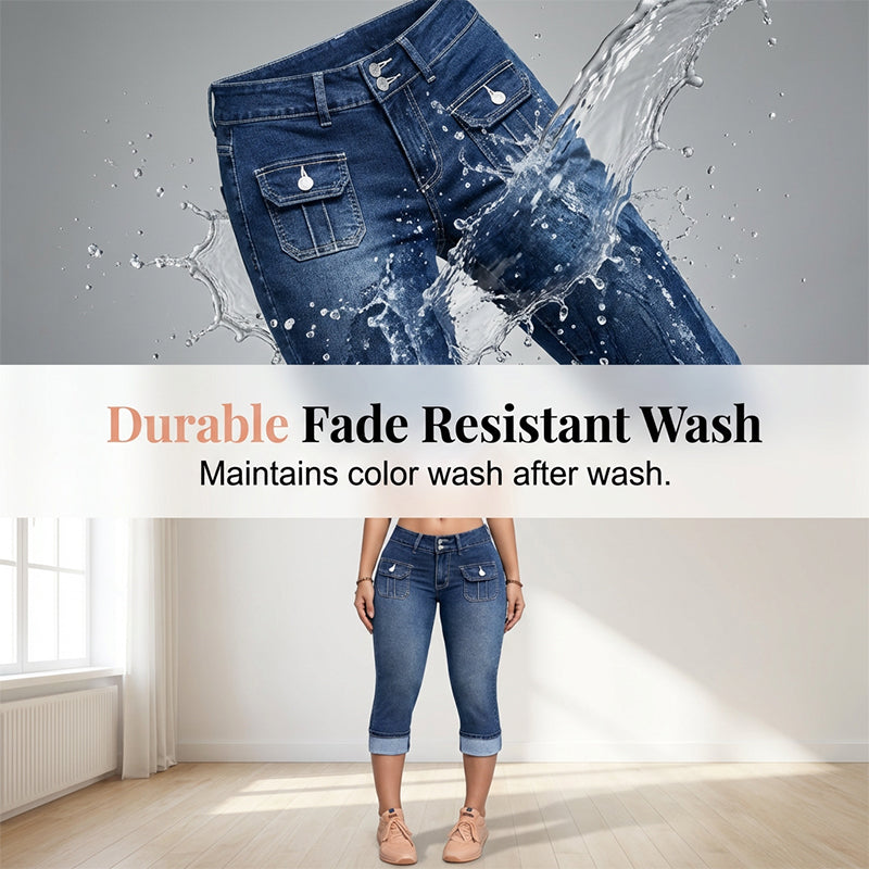 Women's Slim Fit Stretch Denim Capri Pants