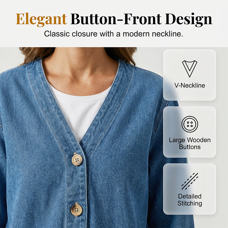 🧥New arrival 40% OFF!🍊Women's Classic Button Front Denim Jacket