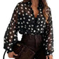 👚 50% OFF NOW! 🌼 Women's Polka Dot Shirt with Puff Sleeves – Lightweight, Breathable & Versatile 🎀