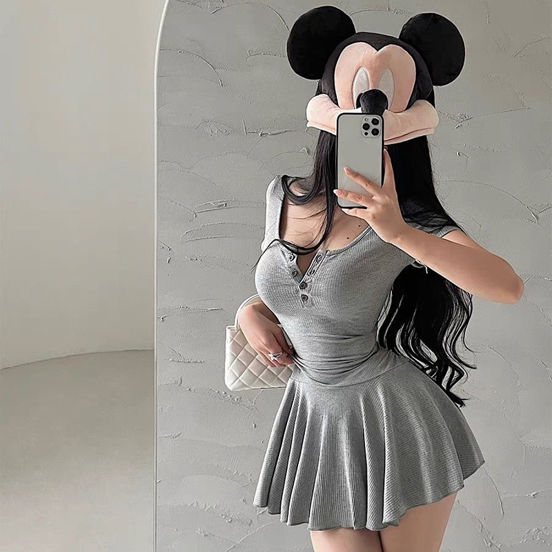 Women's Short Sleeve A-Line Mini Dress