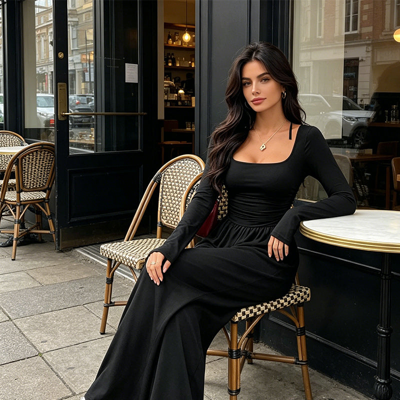⏳LAST DAY SALE ONLY ￡19.99!!💕🍂 Women's Casual Square Neck Wide-Leg Jumpsuit – Flattering Comfort & Effortless Autumn Style