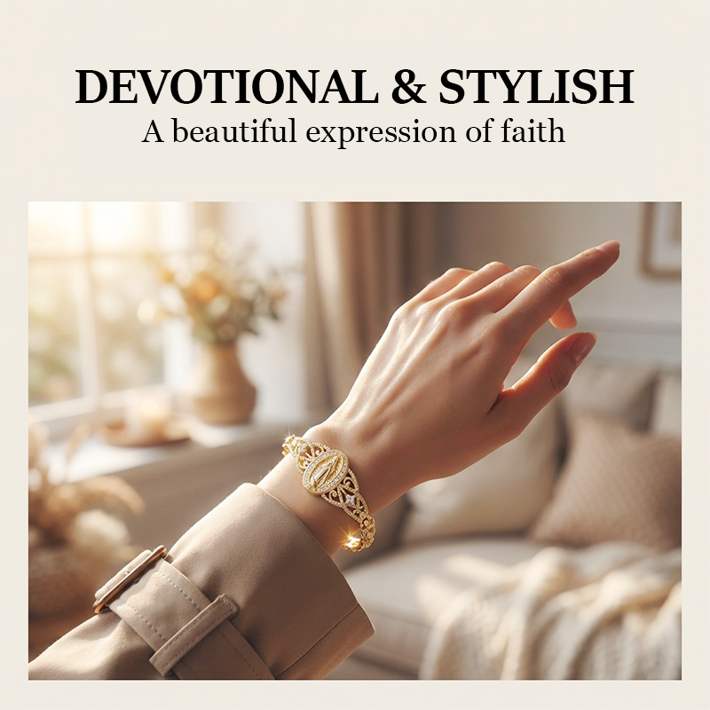📿 LIMITED-TIME 50% OFF! 💥 Elegant Hollow Flower Virgin Mary Bracelet – Filigree Design, Gold Plated, Faith Inspired ✨
