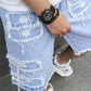 🔥While Supplies Last 40% OFF!🎉 Men's Ripped Denim Shorts with Frayed Details
