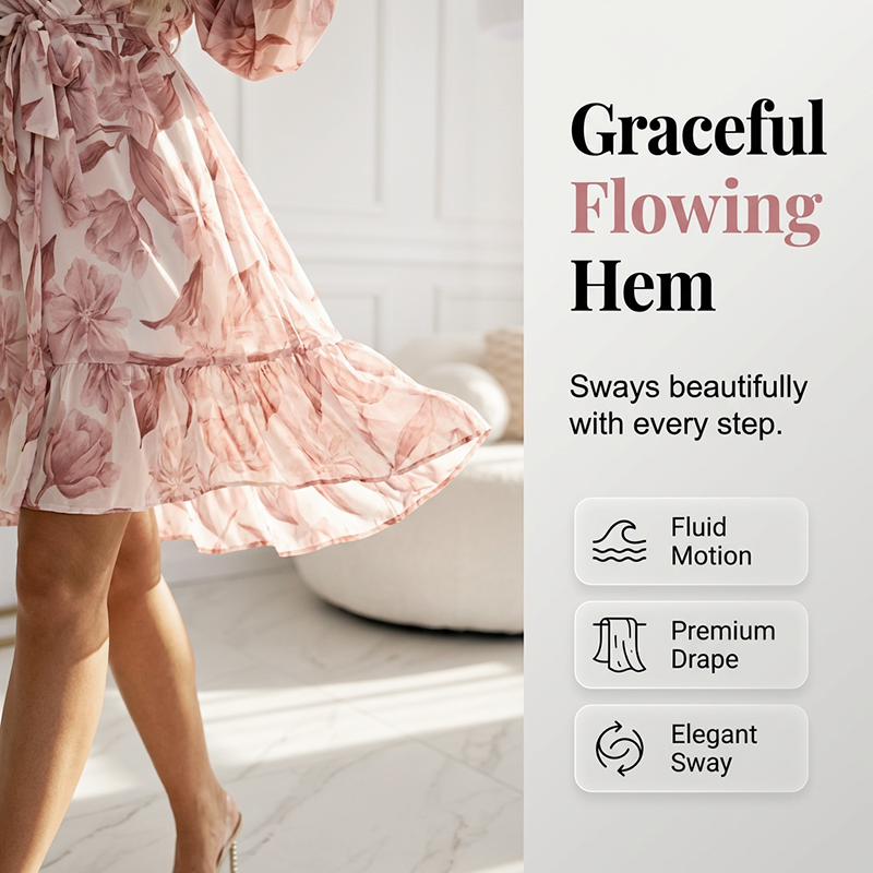 Women's Romantic Floral Ruffle Hem Dress