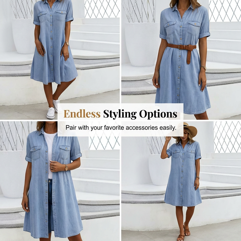 🔥2026 Hot sale 30% OFF🔥Women's Casual Denim Shirt Dress