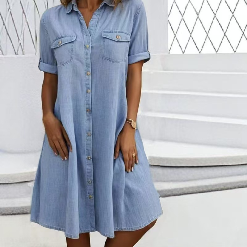 🔥2026 Hot sale 30% OFF🔥Women's Casual Denim Shirt Dress