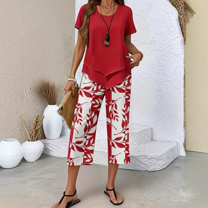 👚 50% OFF NOW! 🔥 Casual Round Neck Layered Tunic Top & Wide Leg Pants Set – Flowy Design, Soft Fabric & Perfect for Everyday Style 🌸