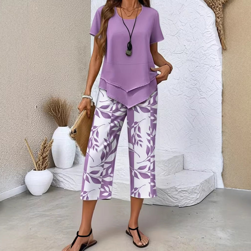 👚 50% OFF NOW! 🔥 Casual Round Neck Layered Tunic Top & Wide Leg Pants Set – Flowy Design, Soft Fabric & Perfect for Everyday Style 🌸