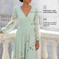 Floral Print V-Neck Long Sleeve Pleated Dress