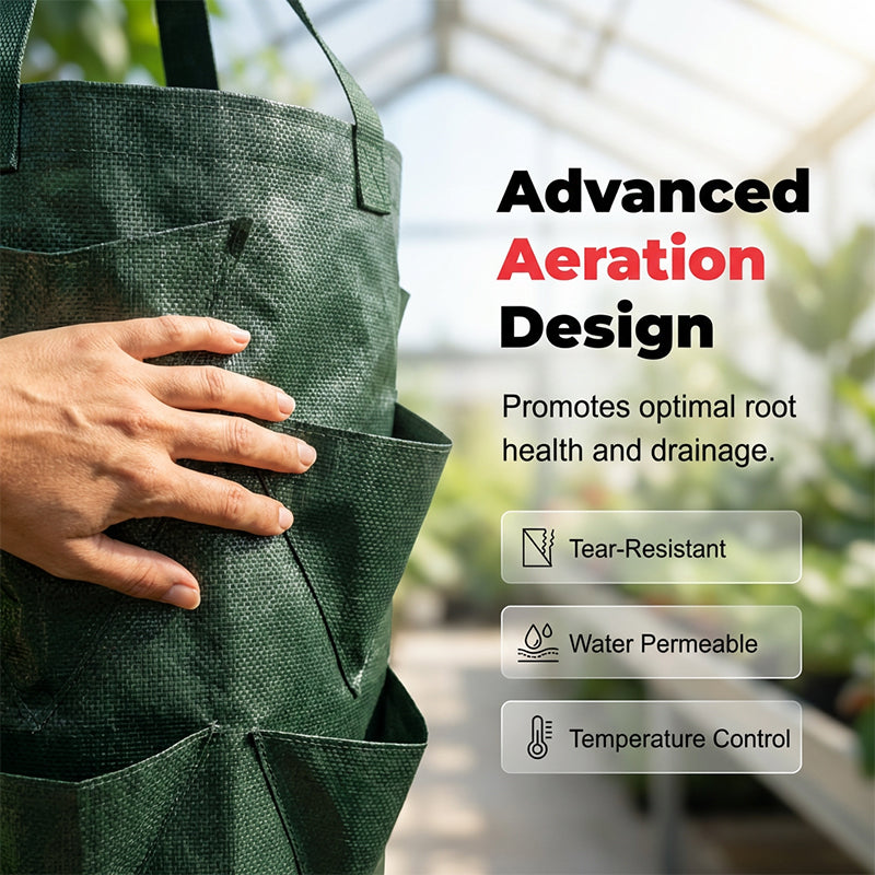 Hanging Strawberry Planter Bag with Side Pockets