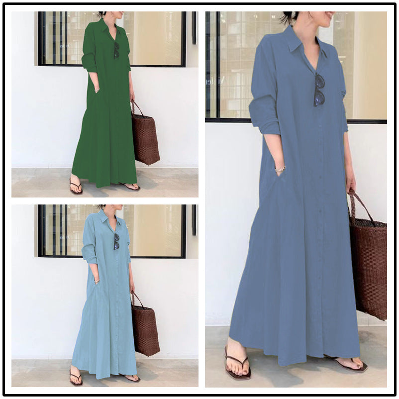👗 50% OFF NOW! ✨ Long Solid Color Long Sleeve Dress – Minimalist Design, Soft Fabric & Perfect for a Clean Everyday Look 🌸