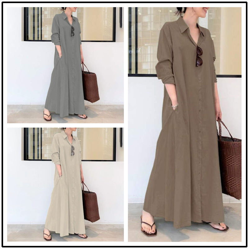 👗 50% OFF NOW! ✨ Long Solid Color Long Sleeve Dress – Minimalist Design, Soft Fabric & Perfect for a Clean Everyday Look 🌸