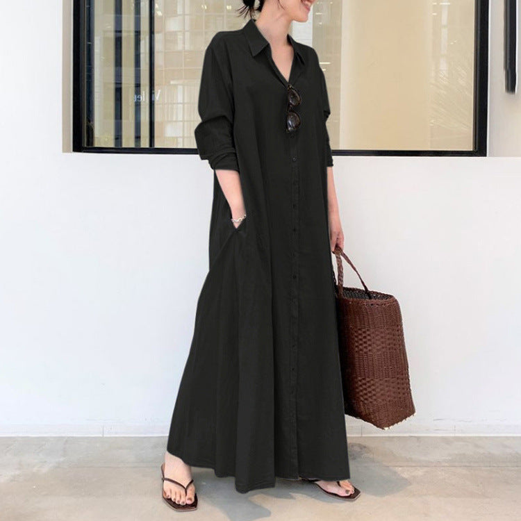 👗 50% OFF NOW! ✨ Long Solid Color Long Sleeve Dress – Minimalist Design, Soft Fabric & Perfect for a Clean Everyday Look 🌸