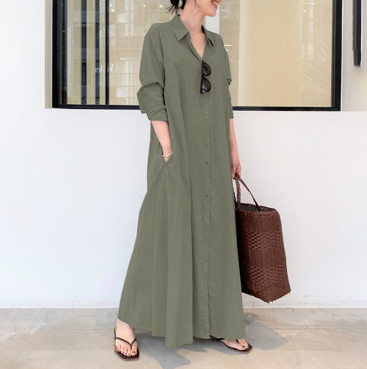 👗 50% OFF NOW! ✨ Long Solid Color Long Sleeve Dress – Minimalist Design, Soft Fabric & Perfect for a Clean Everyday Look 🌸