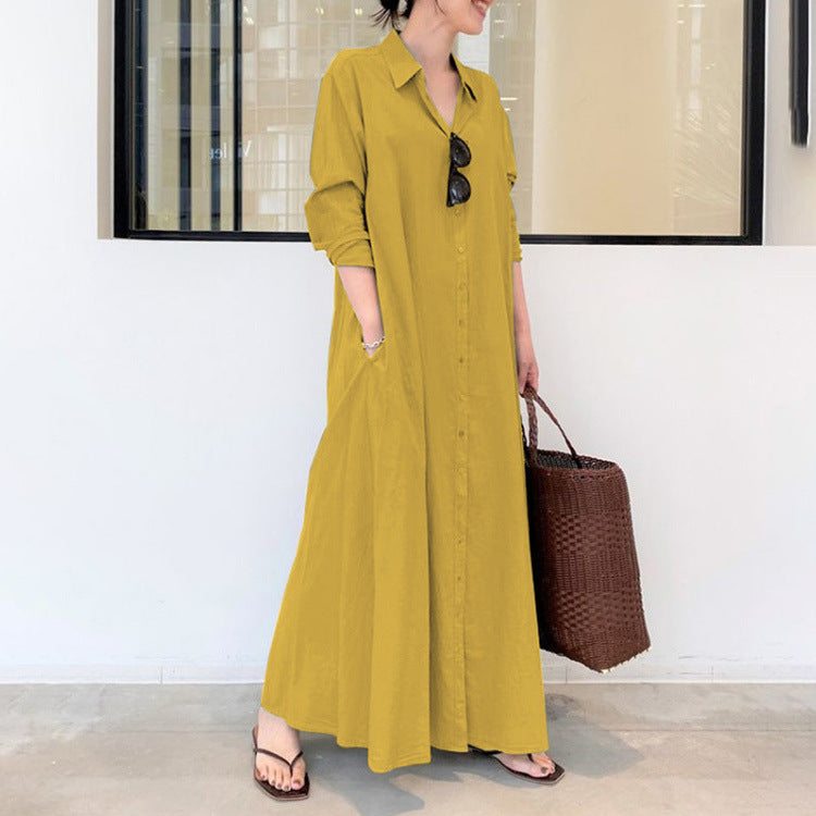 👗 50% OFF NOW! ✨ Long Solid Color Long Sleeve Dress – Minimalist Design, Soft Fabric & Perfect for a Clean Everyday Look 🌸