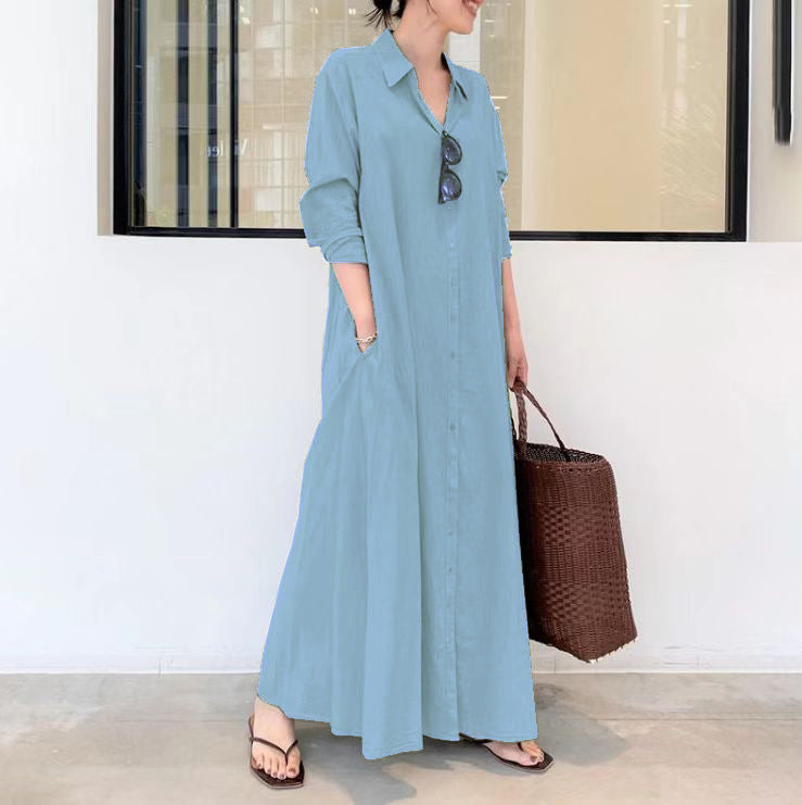 👗 50% OFF NOW! ✨ Long Solid Color Long Sleeve Dress – Minimalist Design, Soft Fabric & Perfect for a Clean Everyday Look 🌸