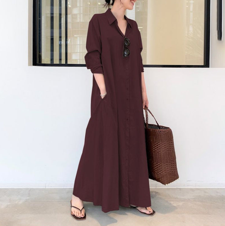 👗 50% OFF NOW! ✨ Long Solid Color Long Sleeve Dress – Minimalist Design, Soft Fabric & Perfect for a Clean Everyday Look 🌸