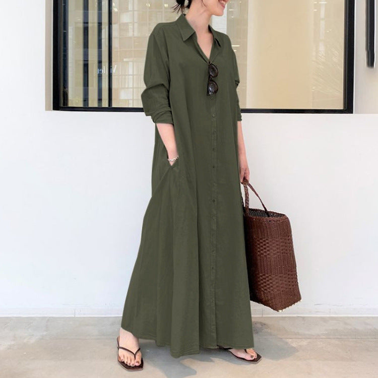 👗 50% OFF NOW! ✨ Long Solid Color Long Sleeve Dress – Minimalist Design, Soft Fabric & Perfect for a Clean Everyday Look 🌸