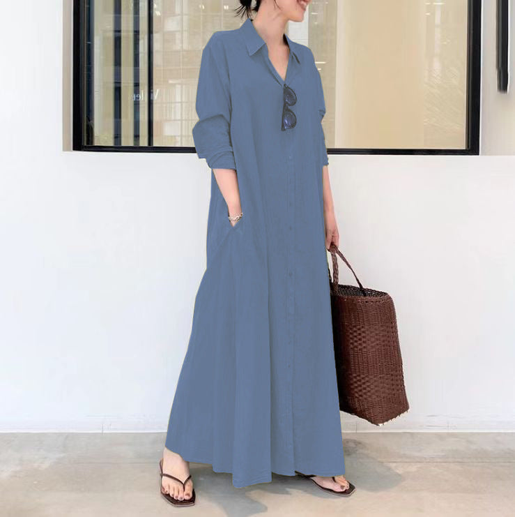 👗 50% OFF NOW! ✨ Long Solid Color Long Sleeve Dress – Minimalist Design, Soft Fabric & Perfect for a Clean Everyday Look 🌸