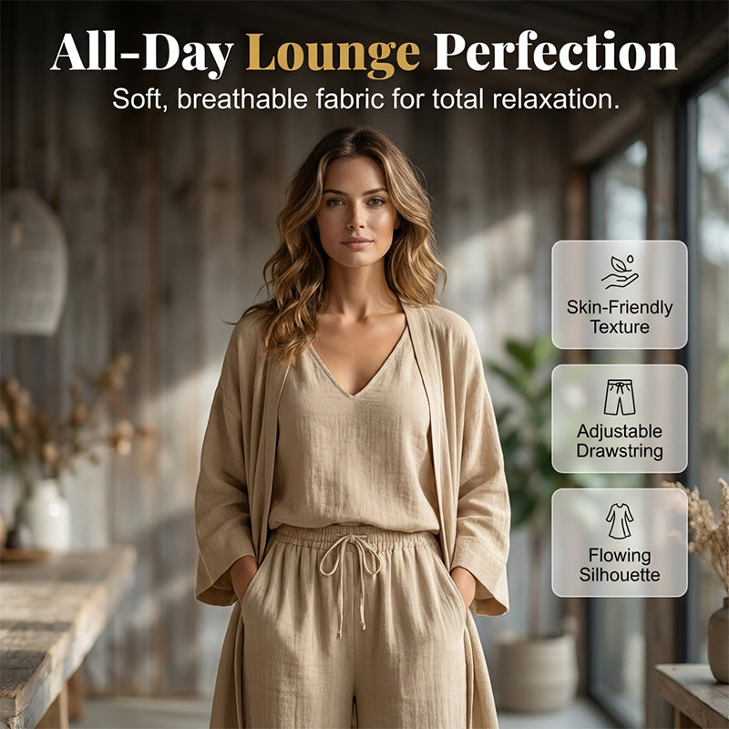 ⏳Limited-time 50% off⏰Elegant Wide-Leg Trousers, Inner Top & Cardigan (3-Pcs Set)🧥👚👖