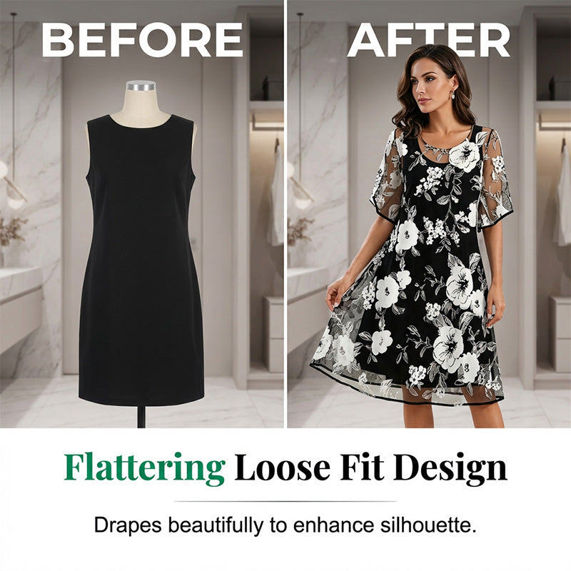 Women's Elegant Floral Print Chiffon Dress