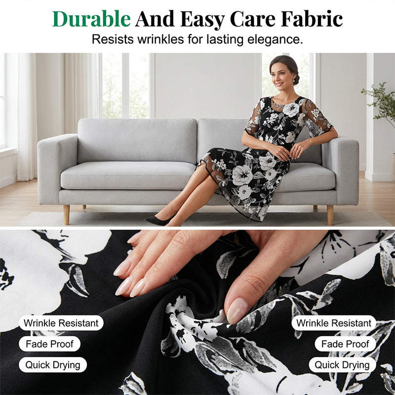 Women's Elegant Floral Print Chiffon Dress