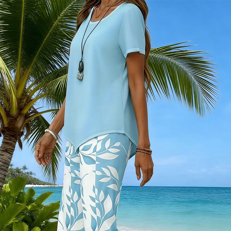 🔥2026 New Arrival🔥Women's Asymmetrical Top & Capri Pants 2-Piece Set