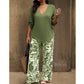 🌿Summer Cool Deal: 70% OFF!!🌿Women's V-Neck Blouse & Printed Wide-Leg Pants Set💃