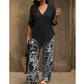 🌿Summer Cool Deal: 70% OFF!!🌿Women's V-Neck Blouse & Printed Wide-Leg Pants Set💃