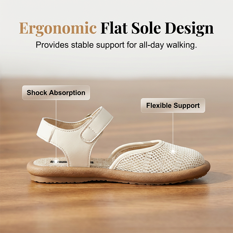 Breathable Mesh Flat Sandals with Ankle Strap