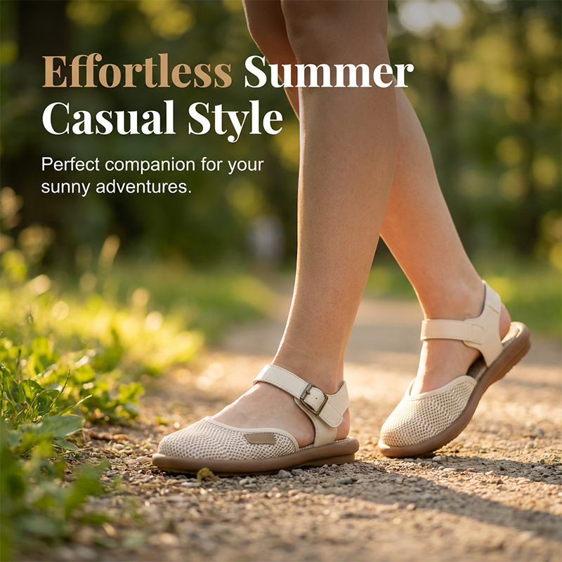 Breathable Mesh Flat Sandals with Ankle Strap