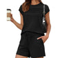 ⏳Time-Limited Sale 50% OFF!!⏰Women's Matching Pintuck Tee & Drawstring Shorts Set – Cozy Casual 2-Piece Outfit