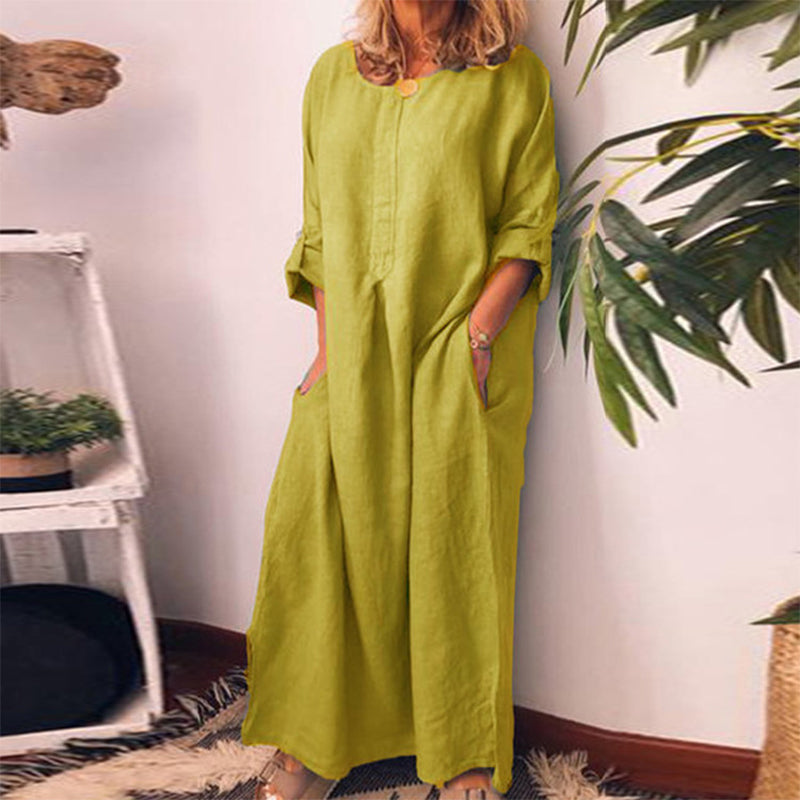 💥Limited Time Sale 50% OFF!!!💥Women's Casual Cotton Linen Loose Maxi Dress