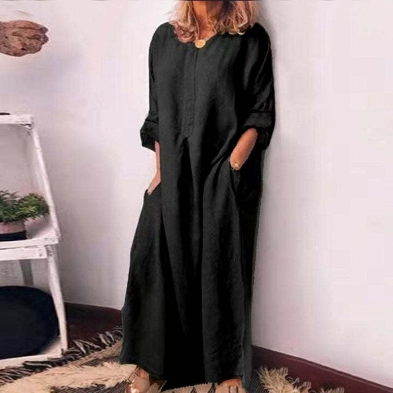 💥Limited Time Sale 50% OFF!!!💥Women's Casual Cotton Linen Loose Maxi Dress
