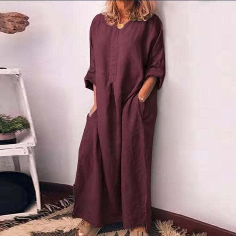 💥Limited Time Sale 50% OFF!!!💥Women's Casual Cotton Linen Loose Maxi Dress