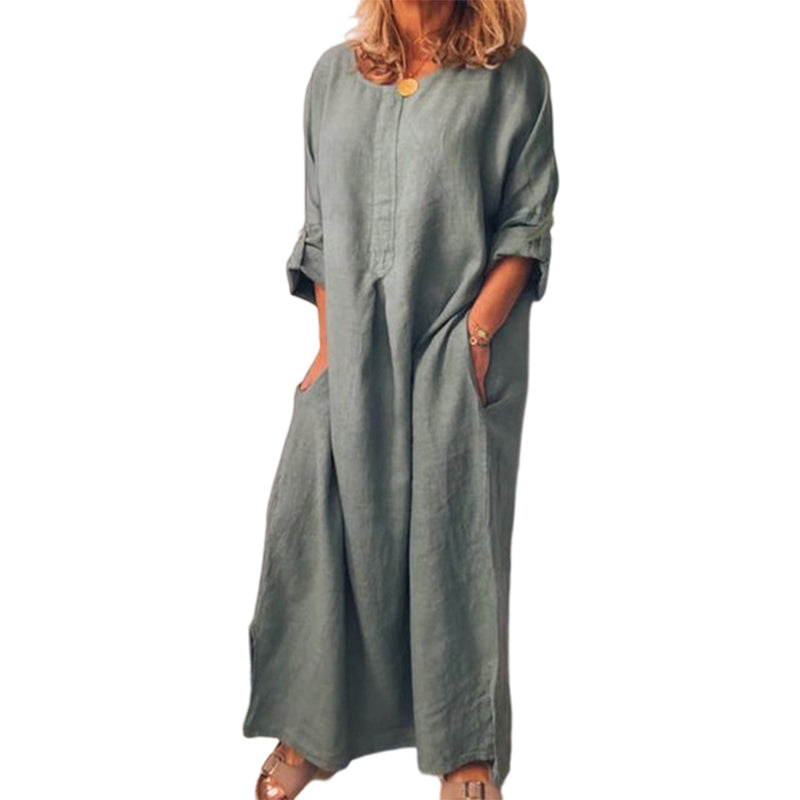 💥Limited Time Sale 50% OFF!!!💥Women's Casual Cotton Linen Loose Maxi Dress