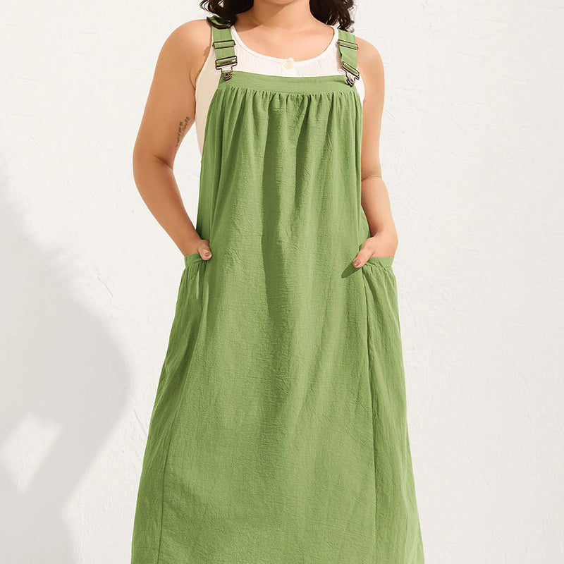 🎁2026 New Arrivals 50% OFF💥Loose Midi Overall Dress – Relaxed Fit, Breathable & Side Pockets – Everyday Casual ✨