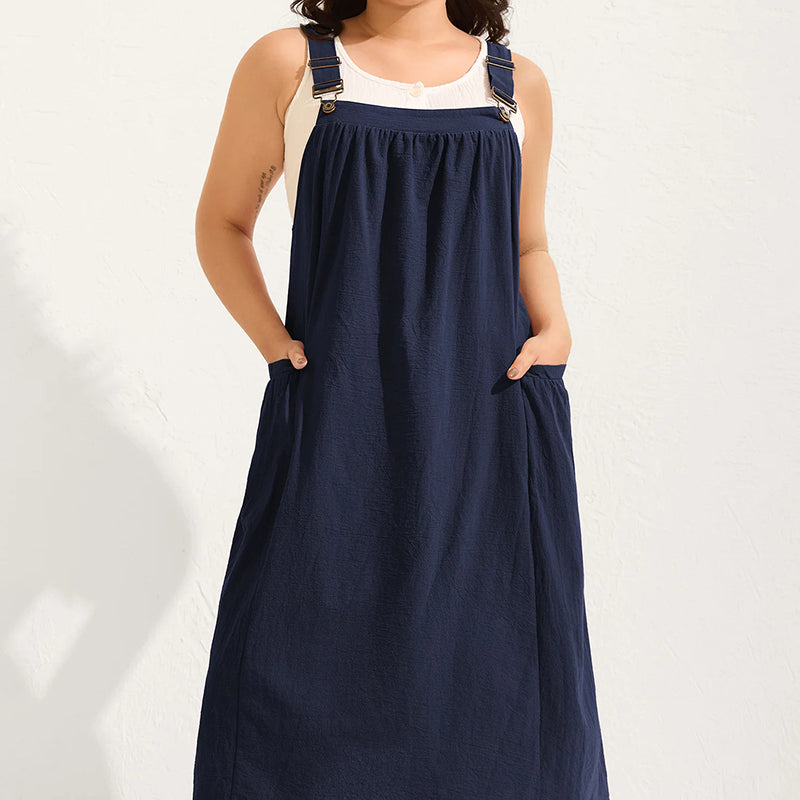 🎁2026 New Arrivals 50% OFF💥Loose Midi Overall Dress – Relaxed Fit, Breathable & Side Pockets – Everyday Casual ✨