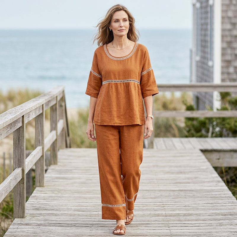 📢📢50% OFF !! ⏰Women's Casual 2-Piece Set with Eyelet Details
