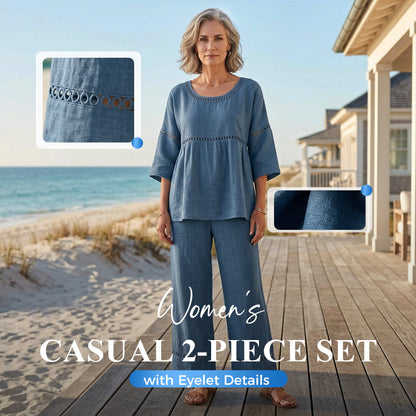📢📢50% OFF !! ⏰Women's Casual 2-Piece Set with Eyelet Details