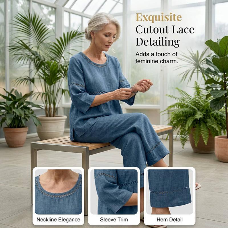 📢📢50% OFF !! ⏰Women's Casual 2-Piece Set with Eyelet Details