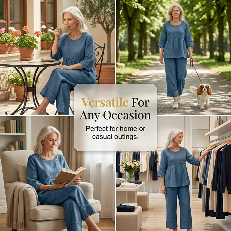 📢📢50% OFF !! ⏰Women's Casual 2-Piece Set with Eyelet Details
