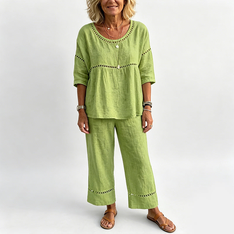 📢📢50% OFF !! ⏰Women's Casual 2-Piece Set with Eyelet Details