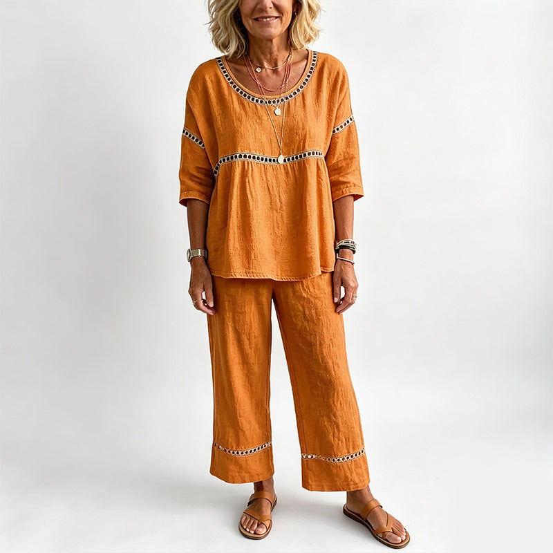 📢📢50% OFF !! ⏰Women's Casual 2-Piece Set with Eyelet Details
