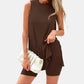 🟣Summer Hot Sale 49% OFF🧊Sleeveless Crewneck Women's 2 Piece Sets Summer Matching Lounge Shorts Set Resort Airport Travel Outfit Split Hem Casual Clothes