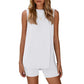 🟣Summer Hot Sale 49% OFF🧊Sleeveless Crewneck Women's 2 Piece Sets Summer Matching Lounge Shorts Set Resort Airport Travel Outfit Split Hem Casual Clothes