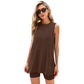 🟣Summer Hot Sale 49% OFF🧊Sleeveless Crewneck Women's 2 Piece Sets Summer Matching Lounge Shorts Set Resort Airport Travel Outfit Split Hem Casual Clothes