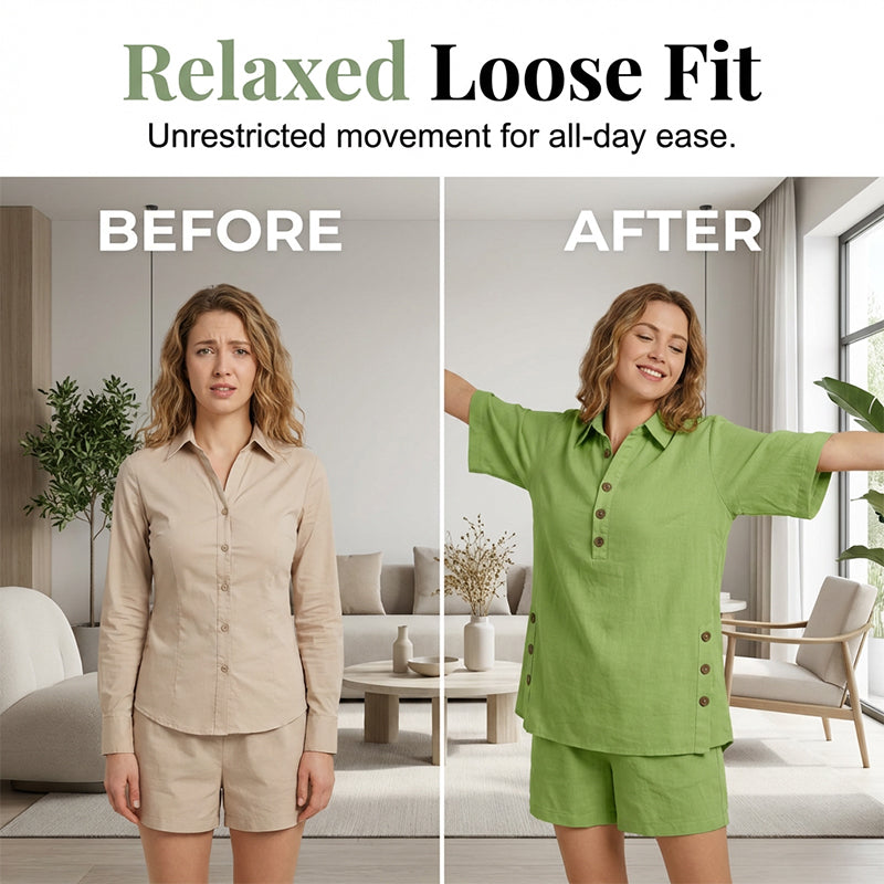 👕 LIMITED-TIME 50% OFF! ✨ Women's 2-Piece Set – Relaxed Fit, Polo Collar, Summer